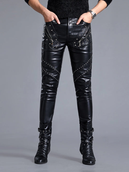 Men`s Waterproof Tight Leather pants