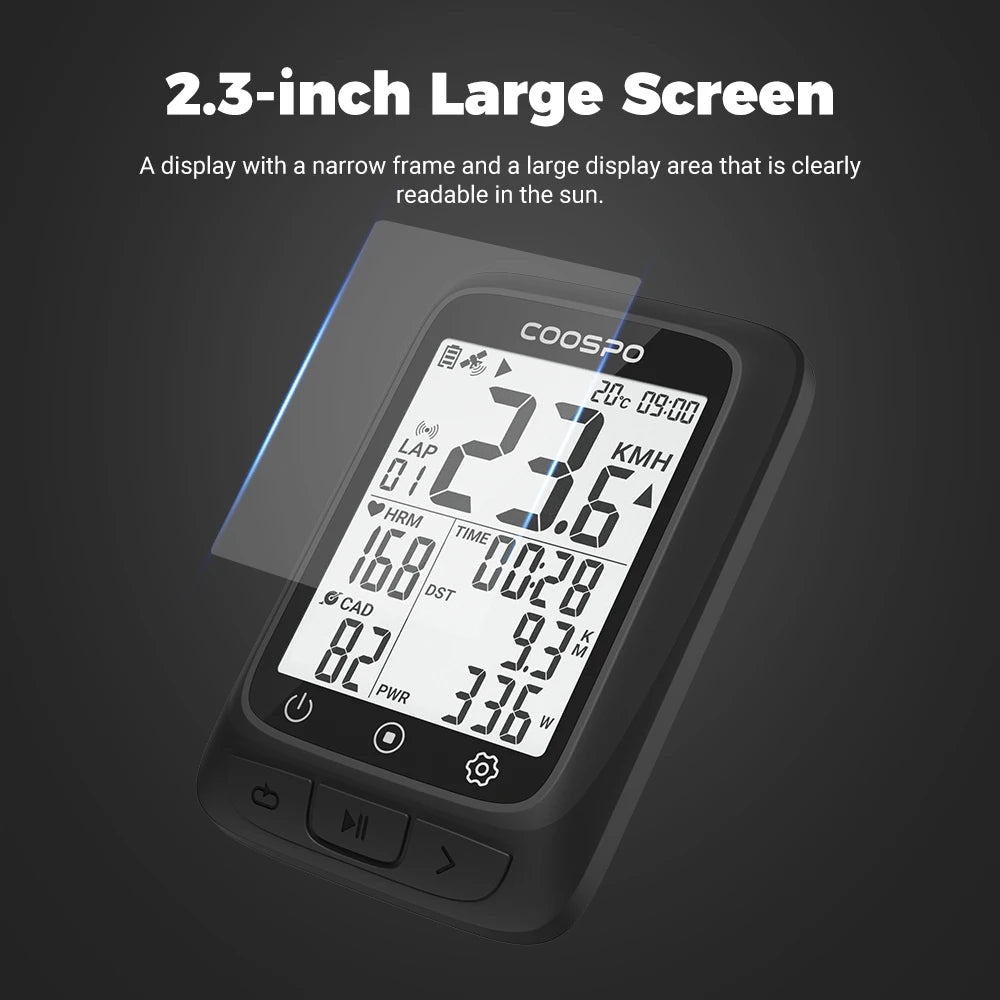Waterproof Bike Computer GPS Wireless Cycling Odometer Speedometer 2.4" Bluetooth 5.0 ANT+ GPS BDS