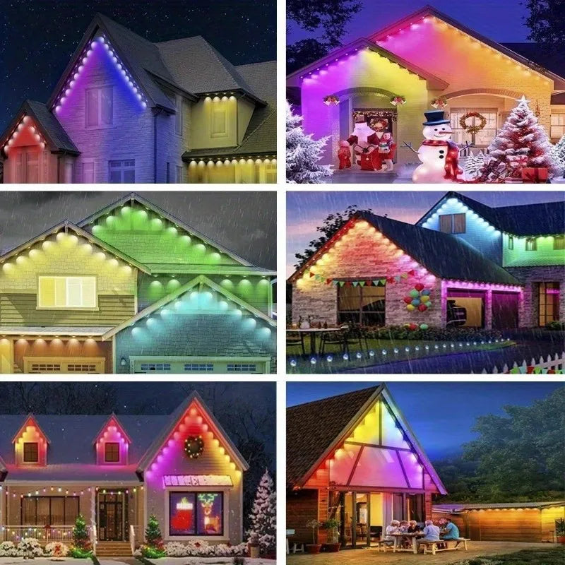 Smart Permanent Outdoor LED Eave Lights, 180 LEDs Waterproof String Lights, Remote Control and App Control