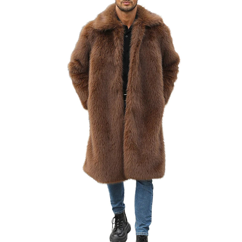Men or Women Faux Fur Hooded Parka Coat Stylish Solid Color Zipper Front Warm Long Sleeve Winter Jacket for Outdoor Wear