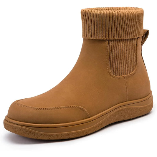 Women's Chelsea Ankle Boots Comfortable Winter Short Leather Boots