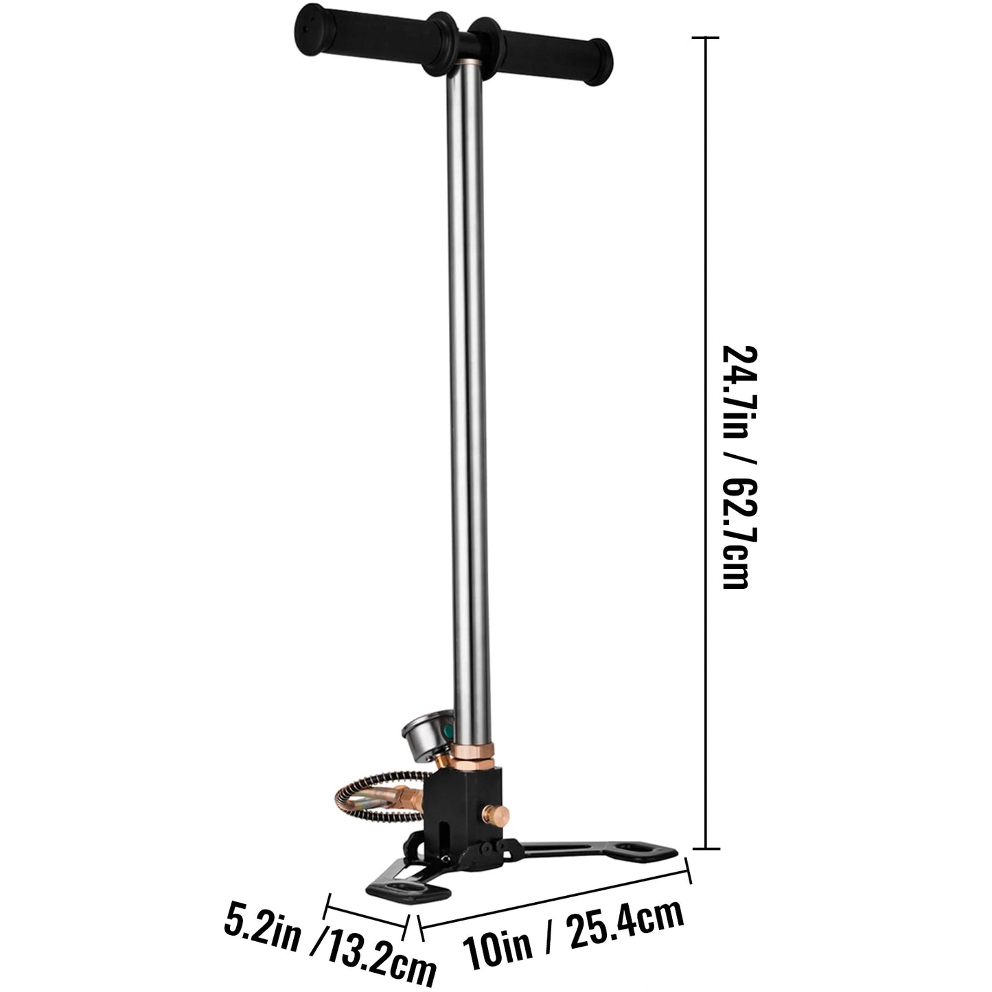 Manual 3 Stage PCP Pump + Pressure Gauge. Tire, Ball, Inflatable Air Gun Filling Stirrup High Pressure Hand Pump
