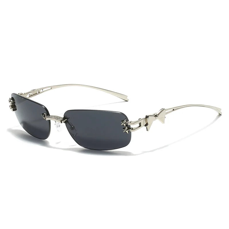 Fashion Rimless Square Sunglasses for Women. Luxury Brand Designer Sun Glasses, UV400
