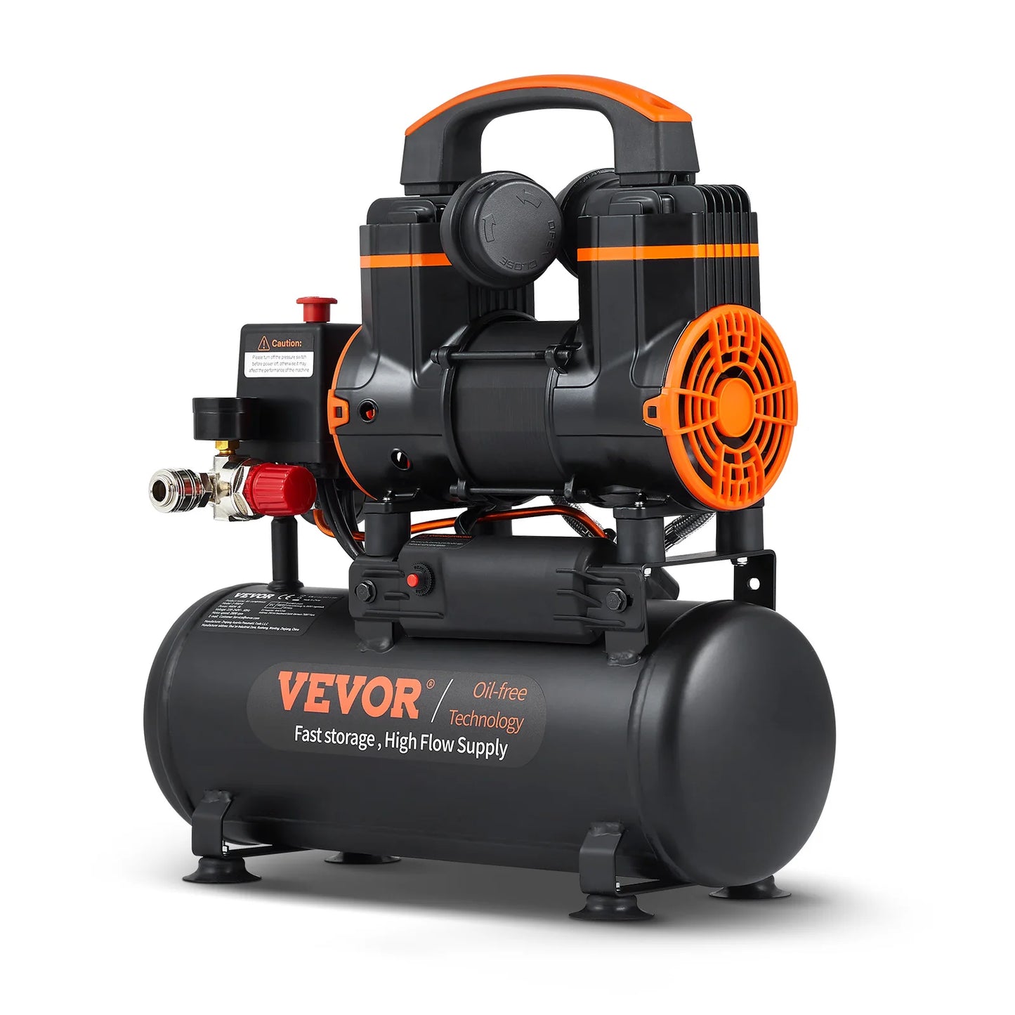 Silent Air Compressor, 900W/1450W/1800W. 120/240 V Quiet Oil-free Portable Air Pump. Inflates Tires, Balls, Air Mattress, Water Sports, Power Tools
