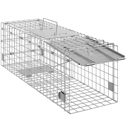 Live Animal Cage Trap, Humane Cat Rodent Control Folding with Handle for Rabbits, Stray Cats, Squirrels, Raccoons, Groundhog