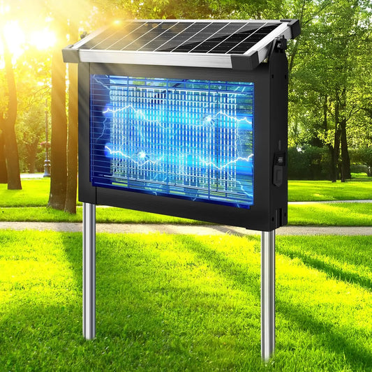 Solar Bug Zapper, 4500V with Panel Sensor, Waterproof Electric Zapper for Garden Patio Camping