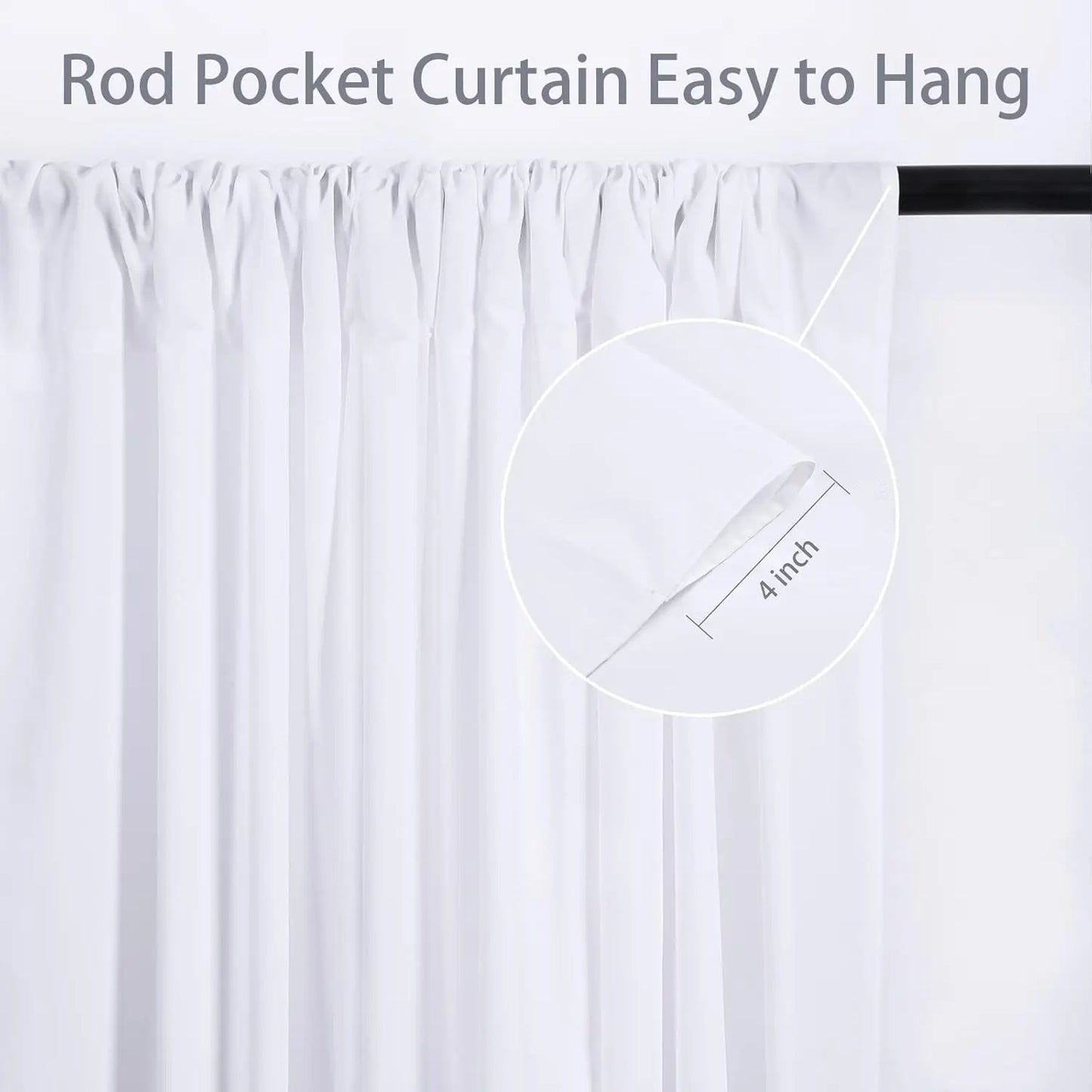 6 Panels 5ft x 8ft White Backdrop Curtain for Wedding Decor, Holiday Party -