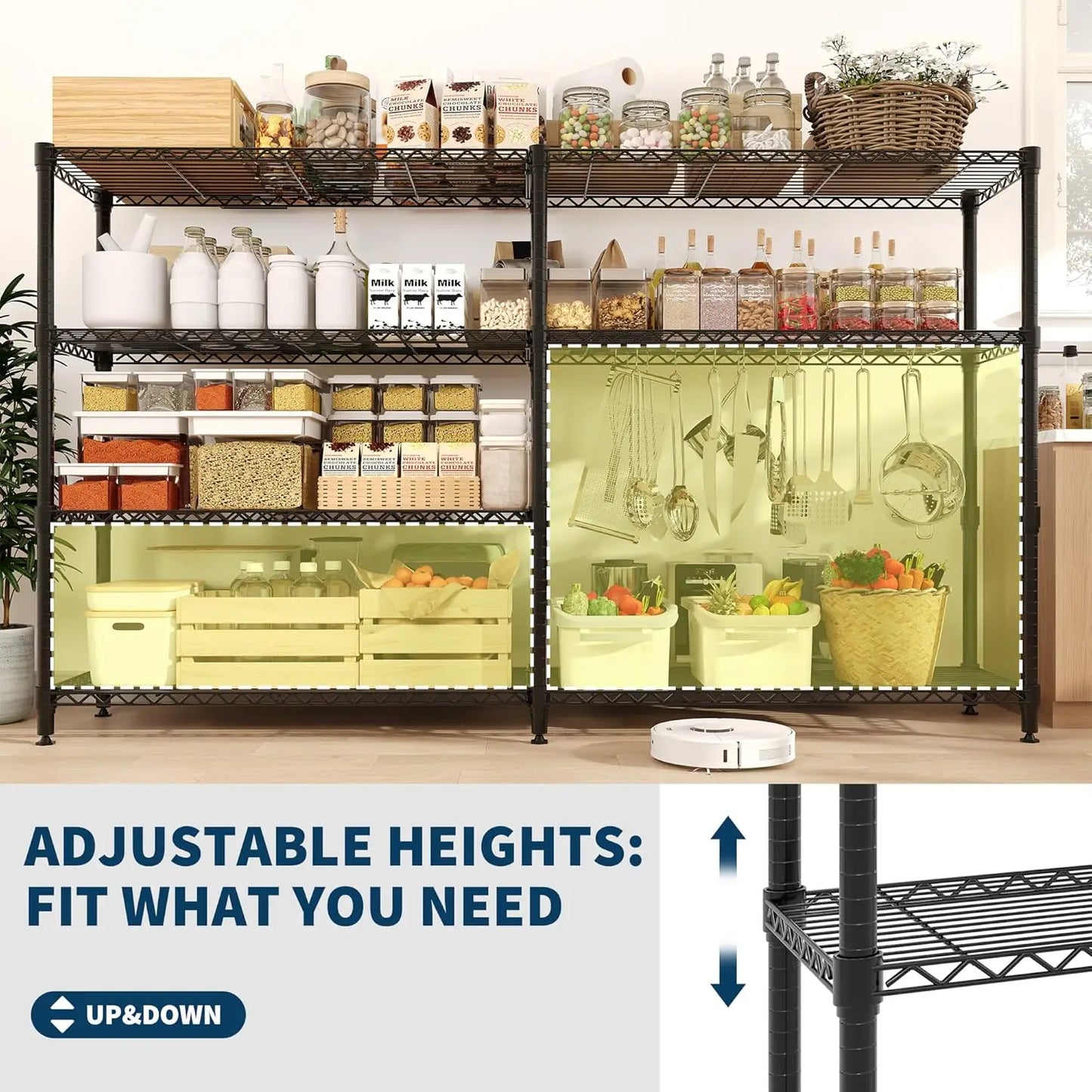 Heavy Duty Storage Shelves 4/5 Tiers Metal Shelving Unit Adjustable Organization