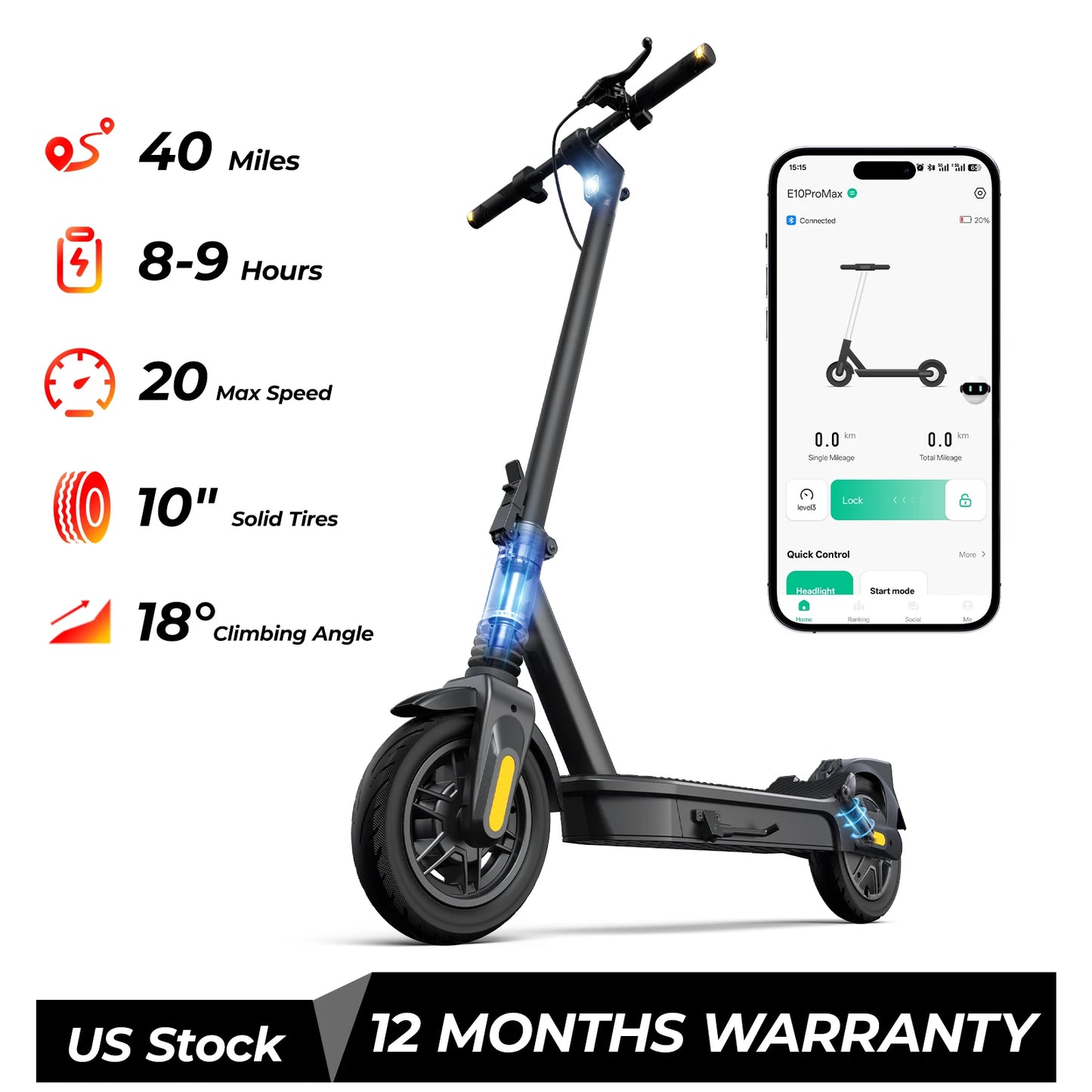 High Speed Electric Scooter Foldable E-scooter 500W 20 Mile Max Range 8.5 Inch Tire Double Suspension App Control Fast Charging