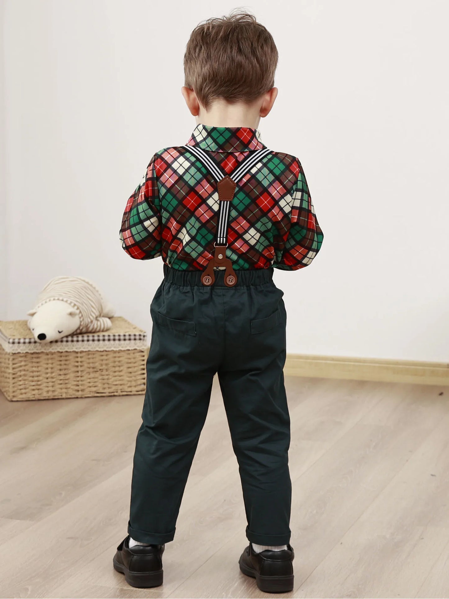 Toddler Boy Clothes 1-5T Suit, Long Sleeve Shirt + Suspender, Pants + Bowtie