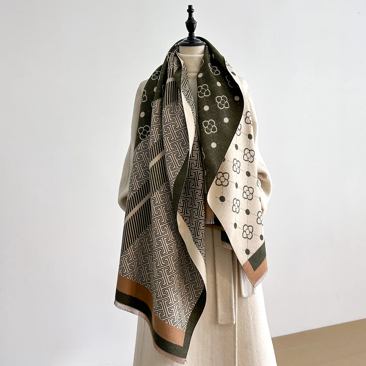 Winter Warm Faux Cashmere Scarf - Thick Luxury Shawl Wrap, Perfect as Travel Poncho Blanket