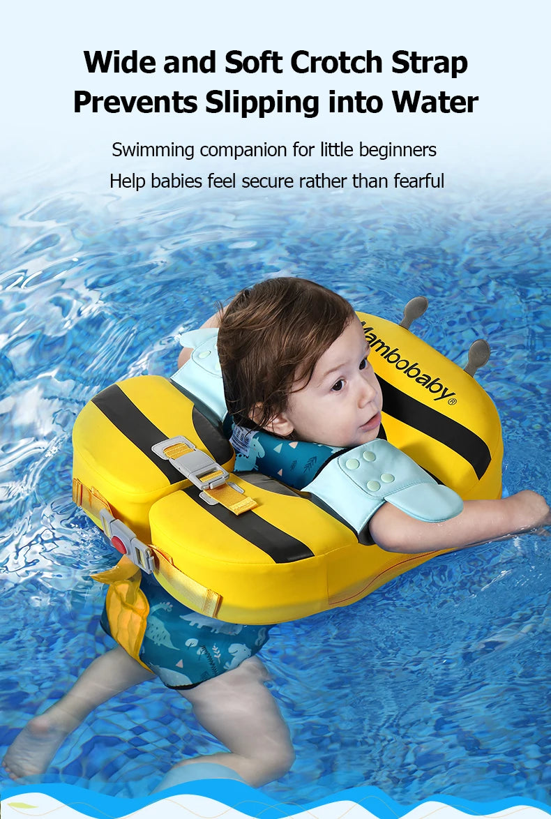 Baby Float with Crotch Support, 98% UV Protection Canopy. Skin-friendly Baby Swim Ring Pool Float