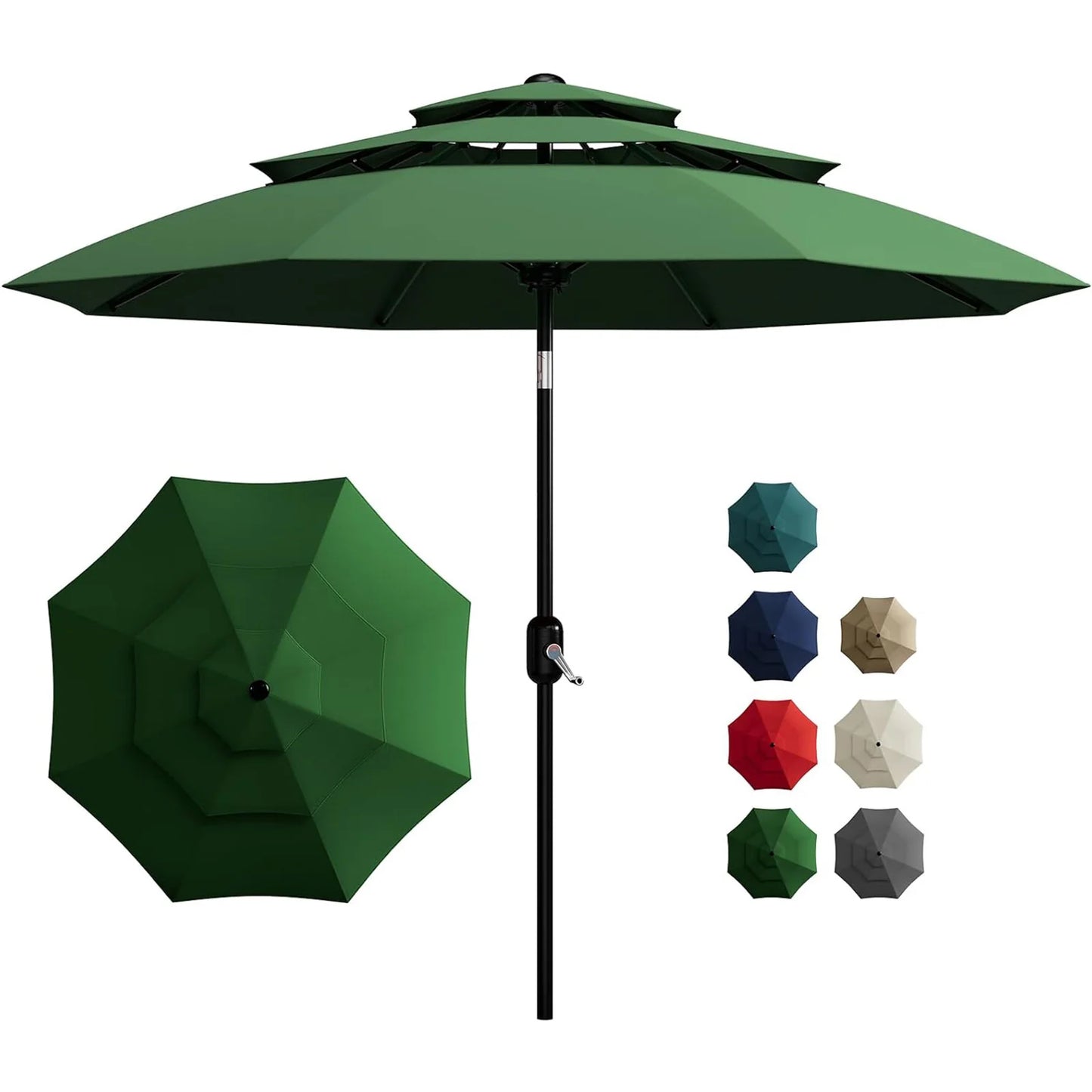 10FT 3-Tier Patio Umbrella, Vented Outdoor Table Umbrella With Crank & Tilt Sunshade. Fade Resistant For Pool, Deck, Yard