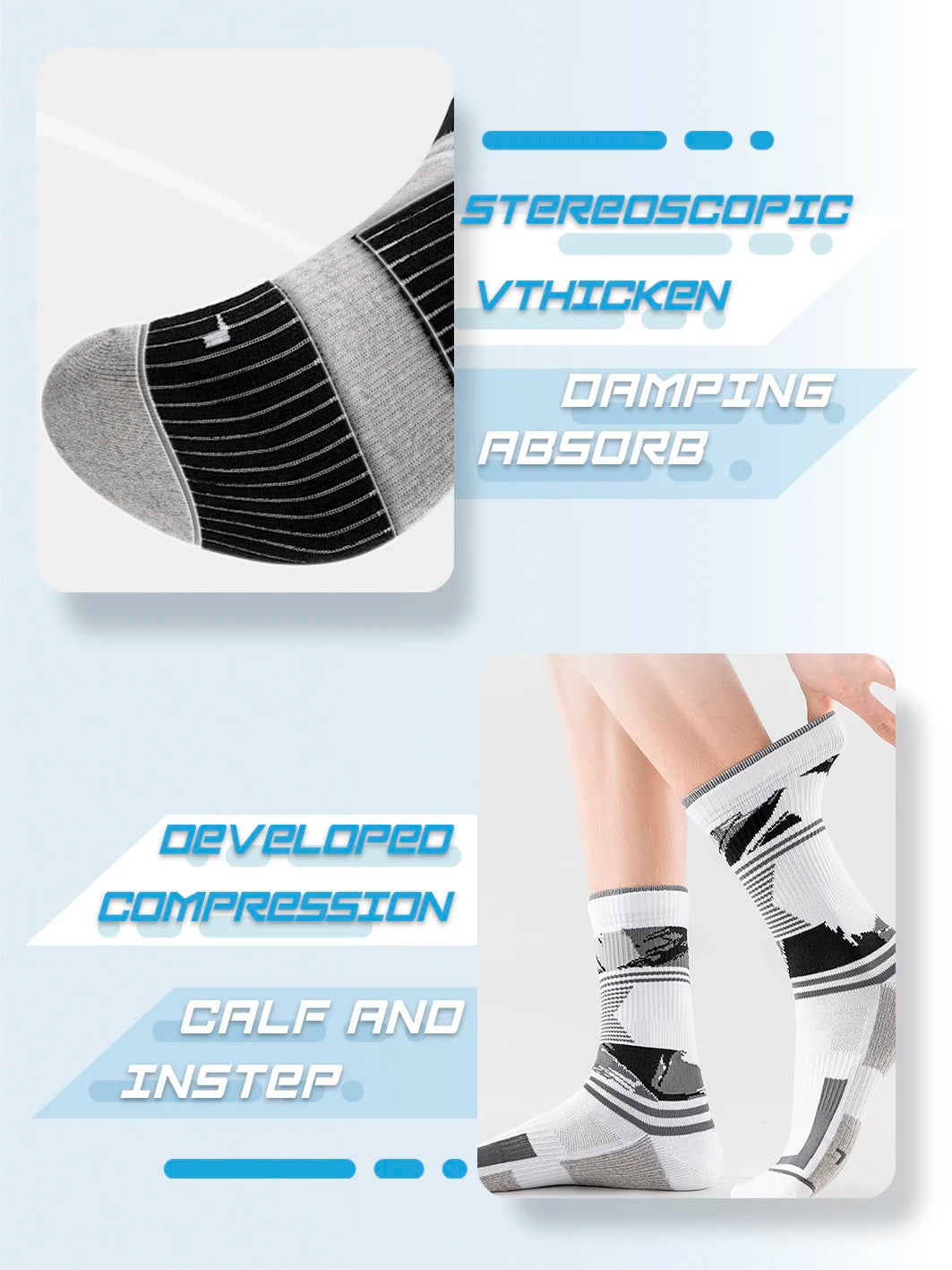3 Pairs Men's Mid-Calf Sports Socks