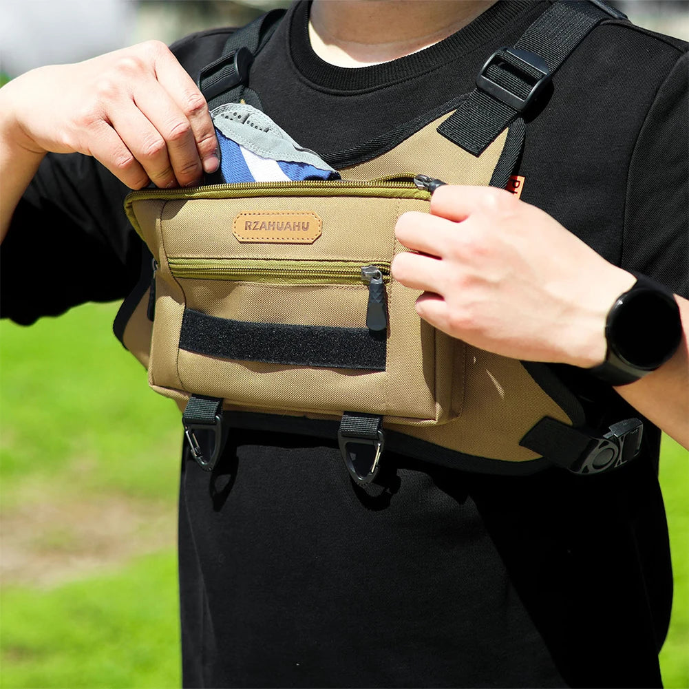 Front Chest Pack Multi-Pockets, Adjustable Strap