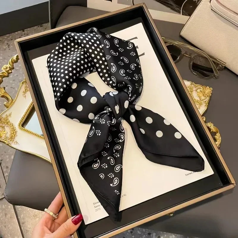 Luxury Brand Women, Men Print Square Scarf. Soft Satin Silk-like, Small Neck Scarf Stylish Casual Headscarf