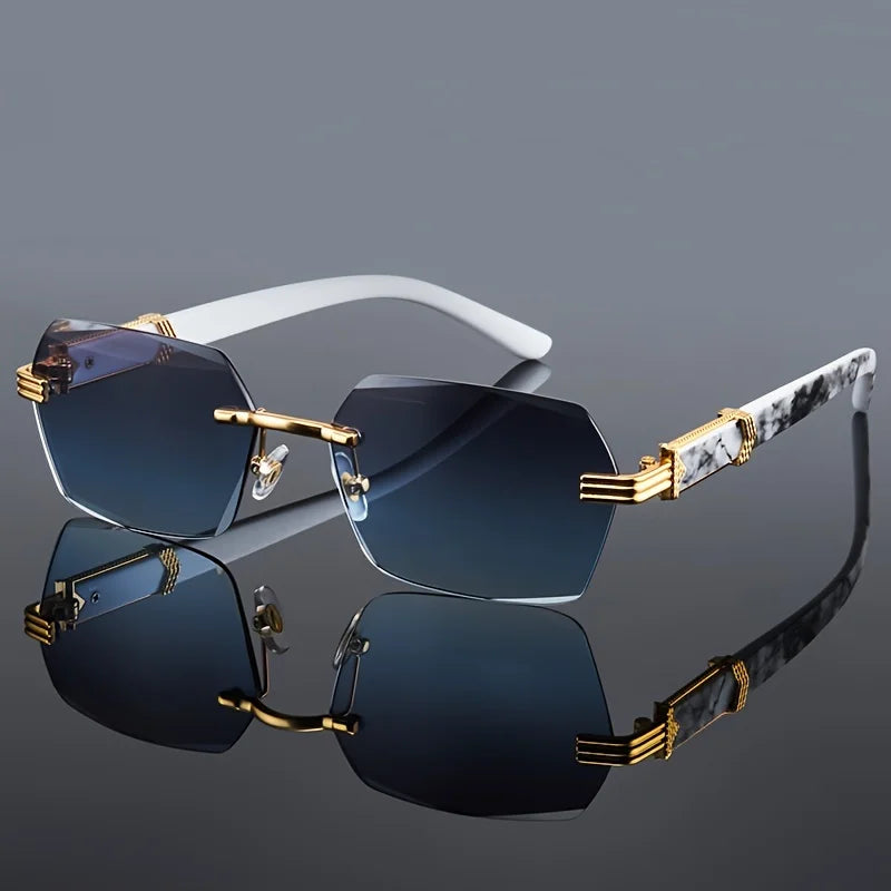 Fashion Rimless Sunglasses, Unisex Classic Small Square Summer Shades, You Choose the Color