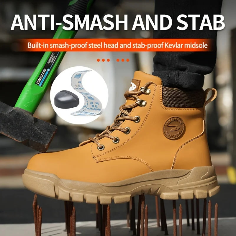 Mens Puncture-Proof Steel Toe Safety Boots Oil & Slip-Resistant