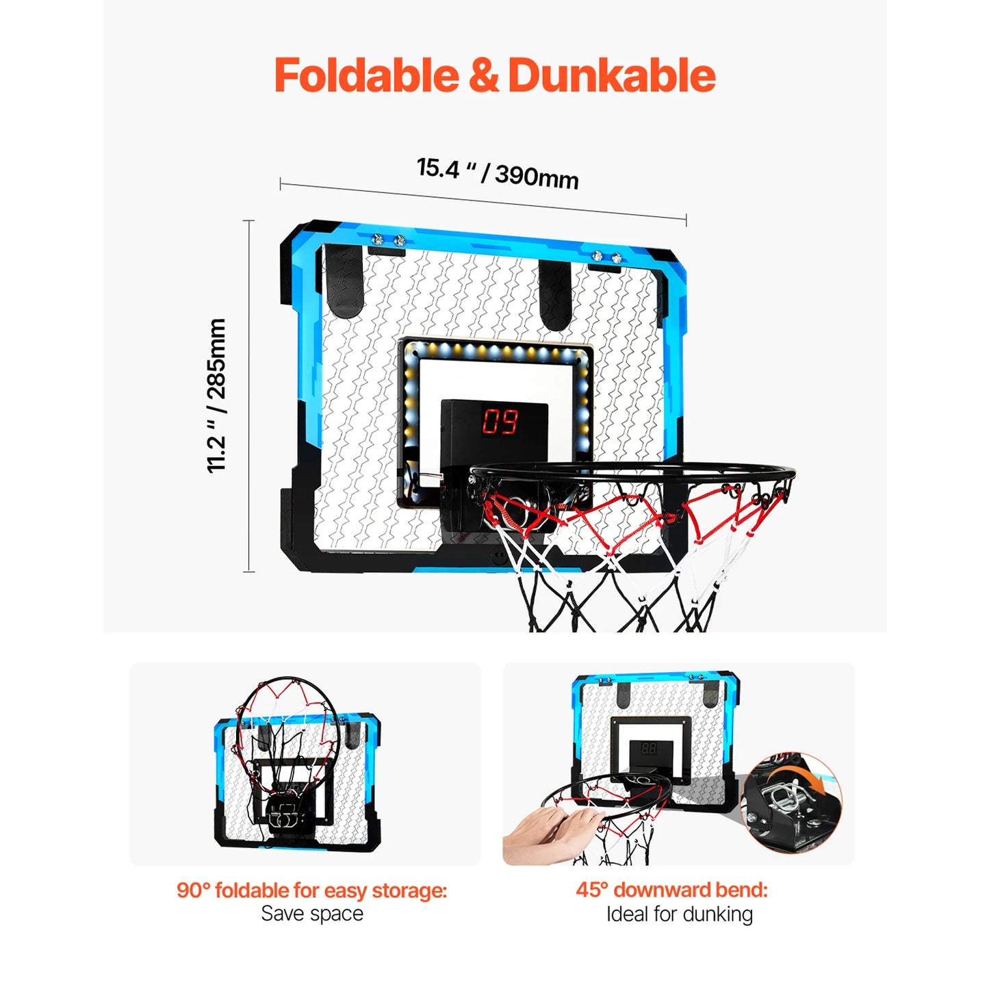 Kids Wall Type Foldable Basketball Hoop with three balls, Outdoor, Indoor Games