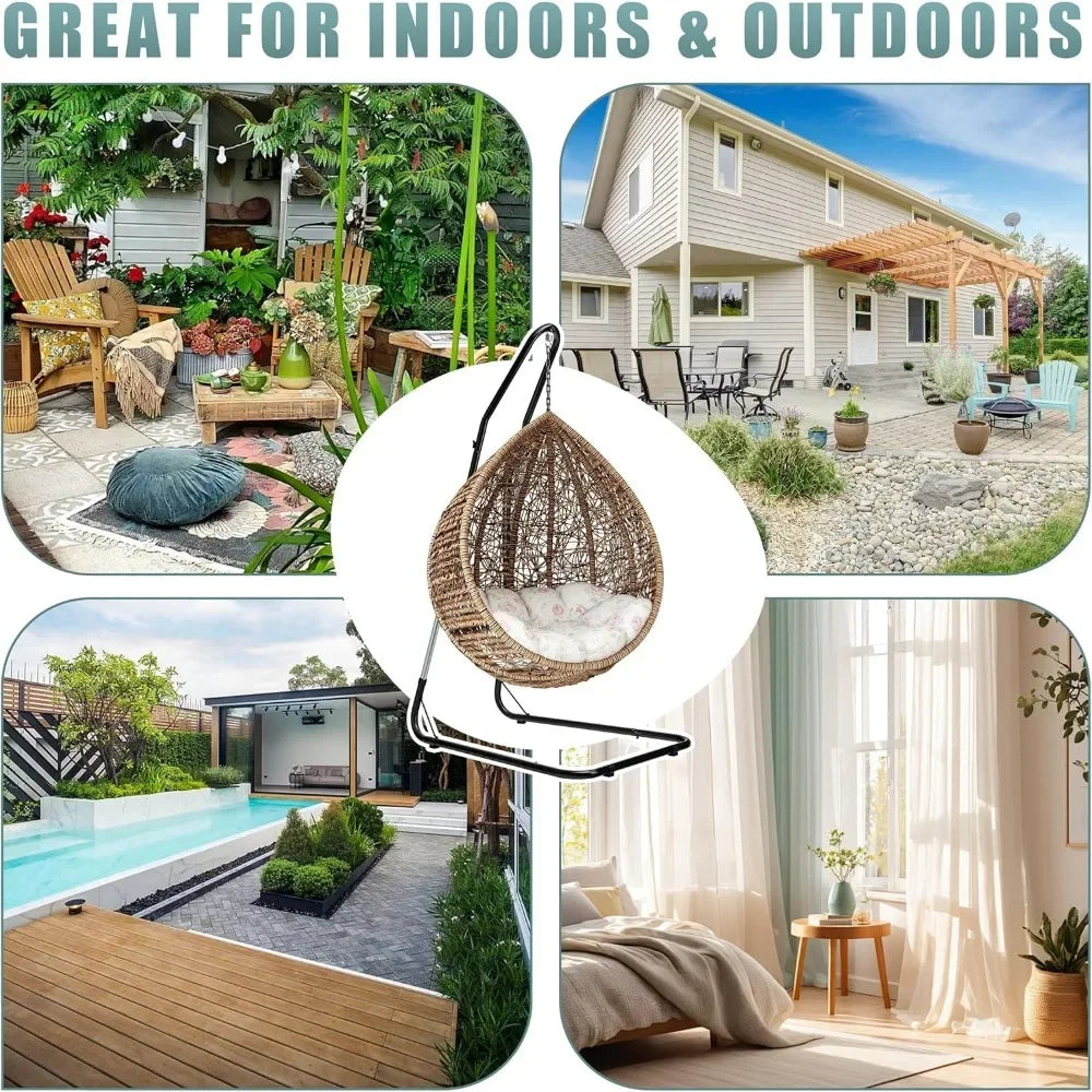 Durable Hammock Hanging Chair Stand- Heavy Duty Steel Swing Stand- Weather & Rust Resistant