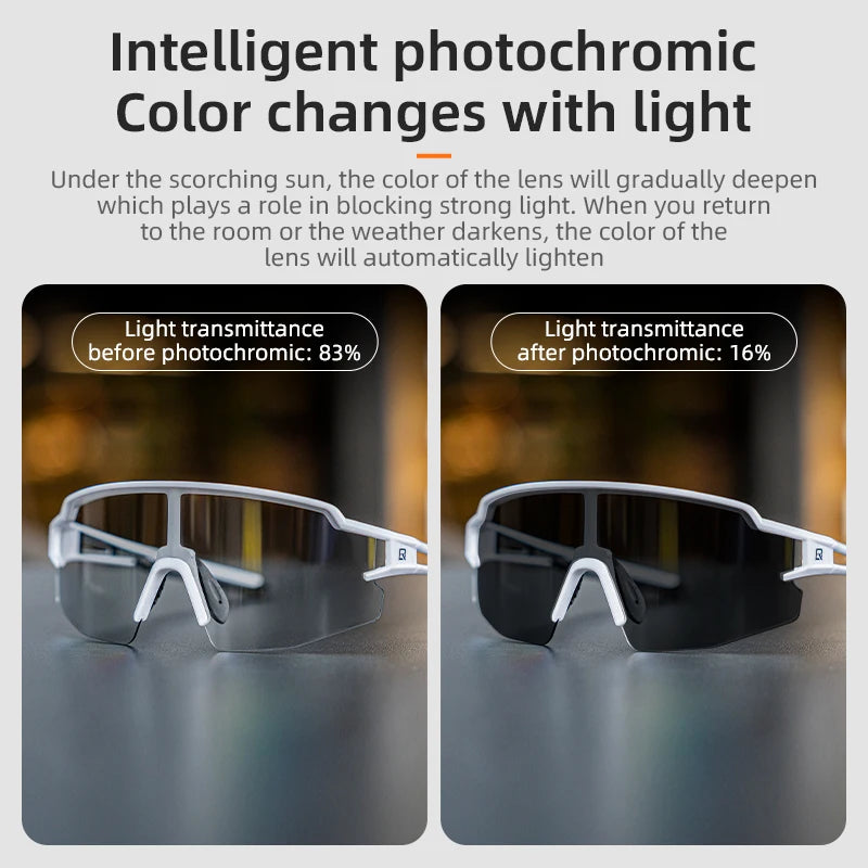 Cycling Sunglasses Photochromic Polarized lens, UV400 Protection