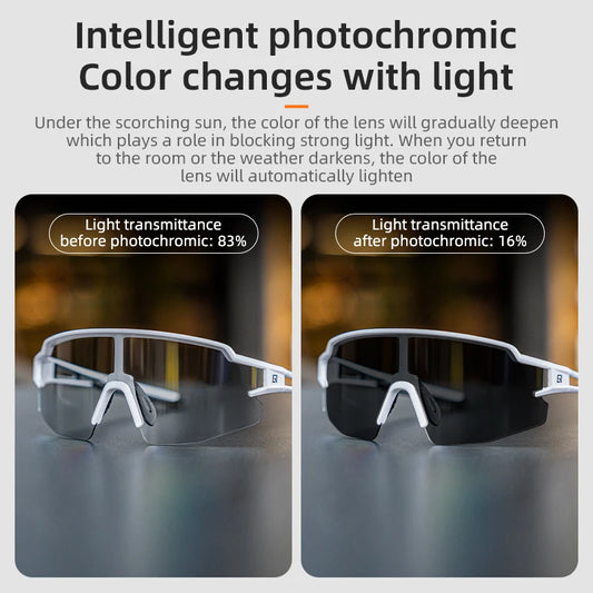 Cycling Sunglasses Photochromic Polarized lens, UV400 Protection