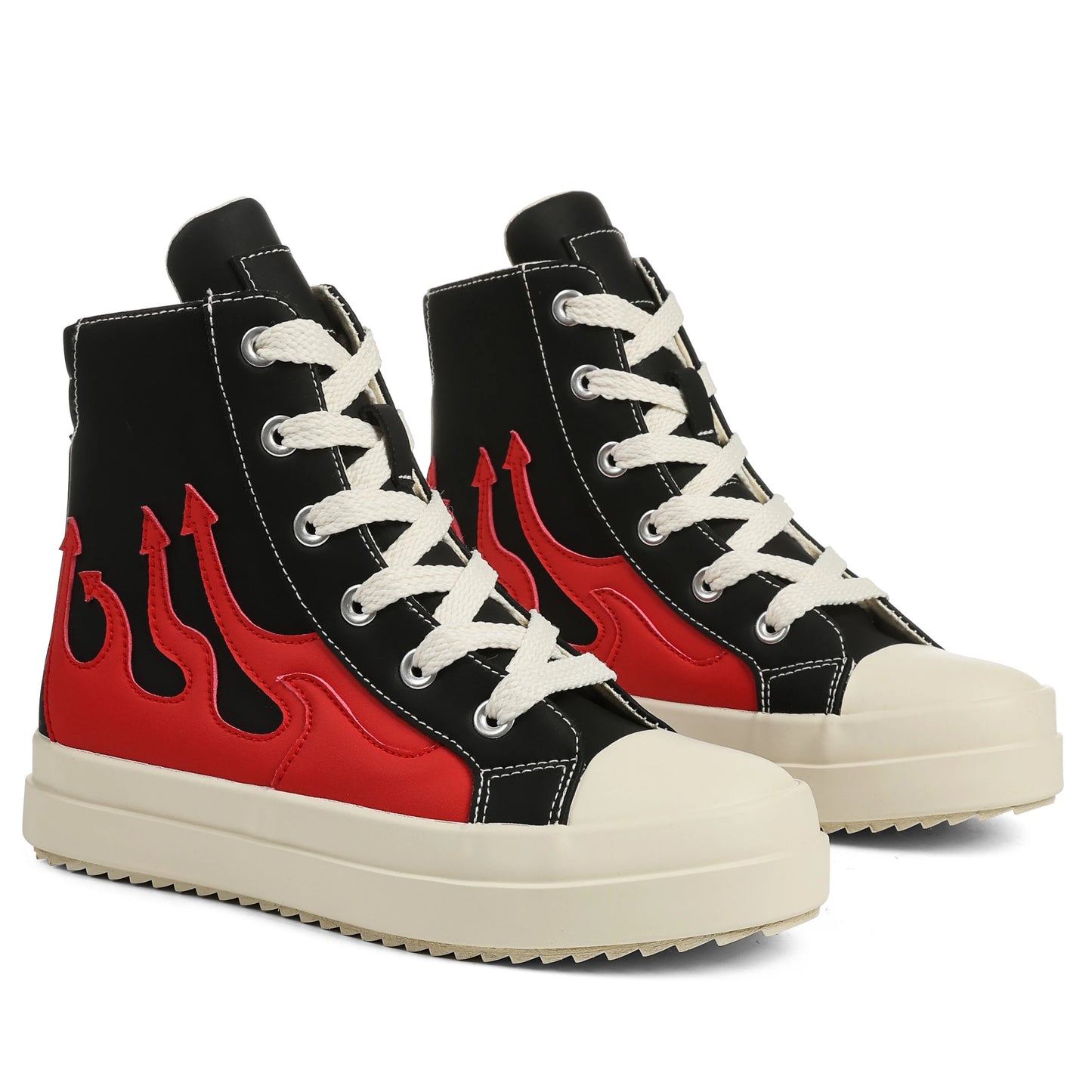 Women's Lace-up Platform Ankle Boots Fashion Flame Mixed Colors Thick Bottom Casual Comfortable Sporty