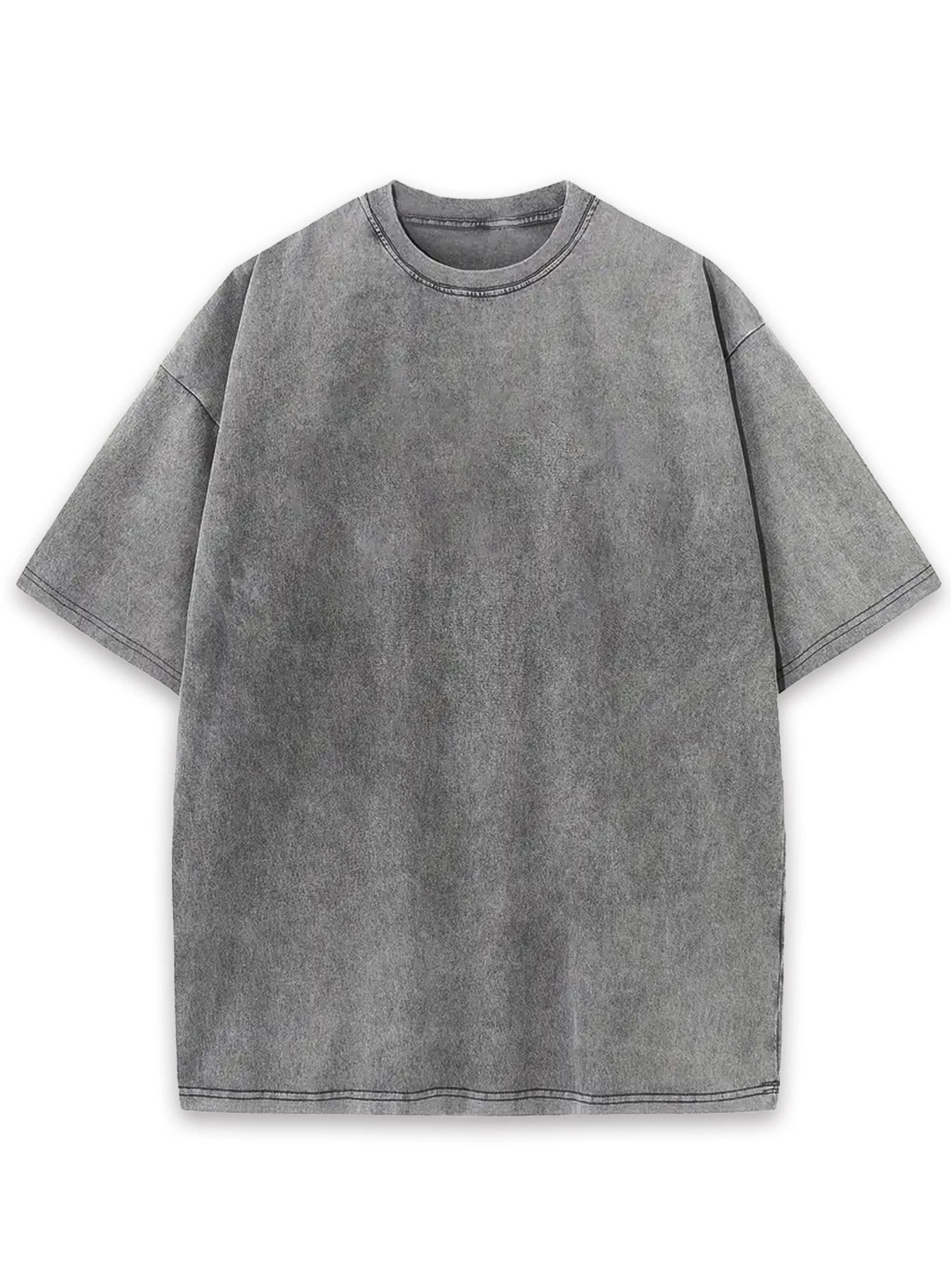 2 men's retro washed pure cotton round neck T-shirts summer casual solid color tops suitable for home and outdoor wear