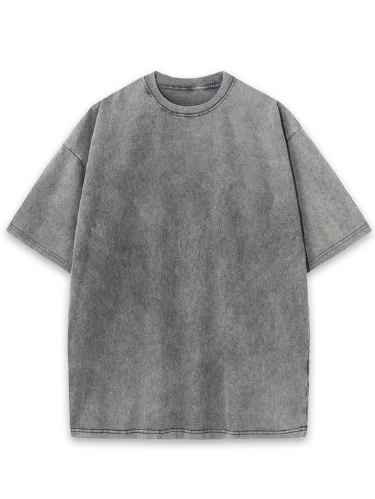 2 men's retro washed pure cotton round neck T-shirts summer casual solid color tops suitable for home and outdoor wear