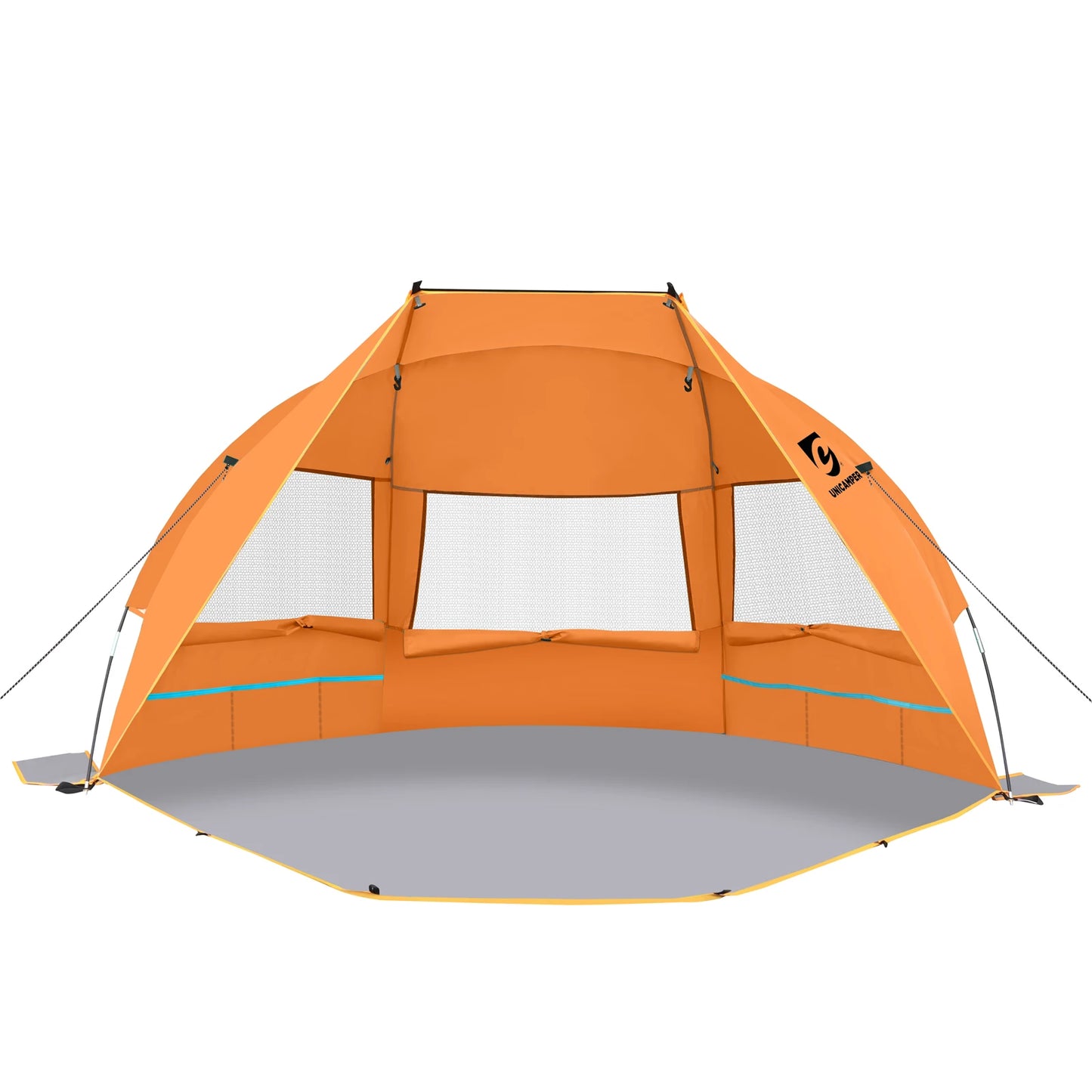 Beach Tent, 3 Person Sun Shelter. UPF 50+ with Extended Waterproof  Floor & 3 Mesh Roll Up Windows