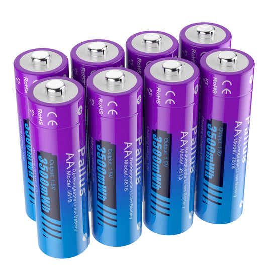 1.5V AA Lithium 3500mWh Li-ion Rechargeable Batteries with LCD Smart Battery Charger for AA AAA