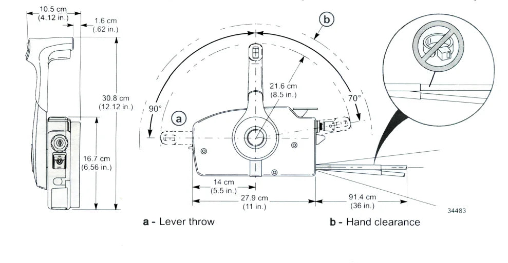 Outboard engine Side Mount Control Box Remote Control, For Mercury-4000 Side Mount (Non Power Trim)