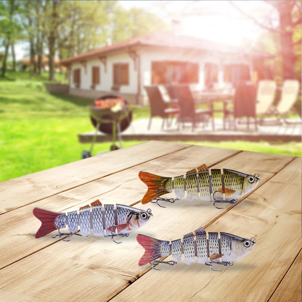 Robotic Fishing Lure with Treble Hooks Lifelike Slow Sinking Fish Bait Bionic Swimming