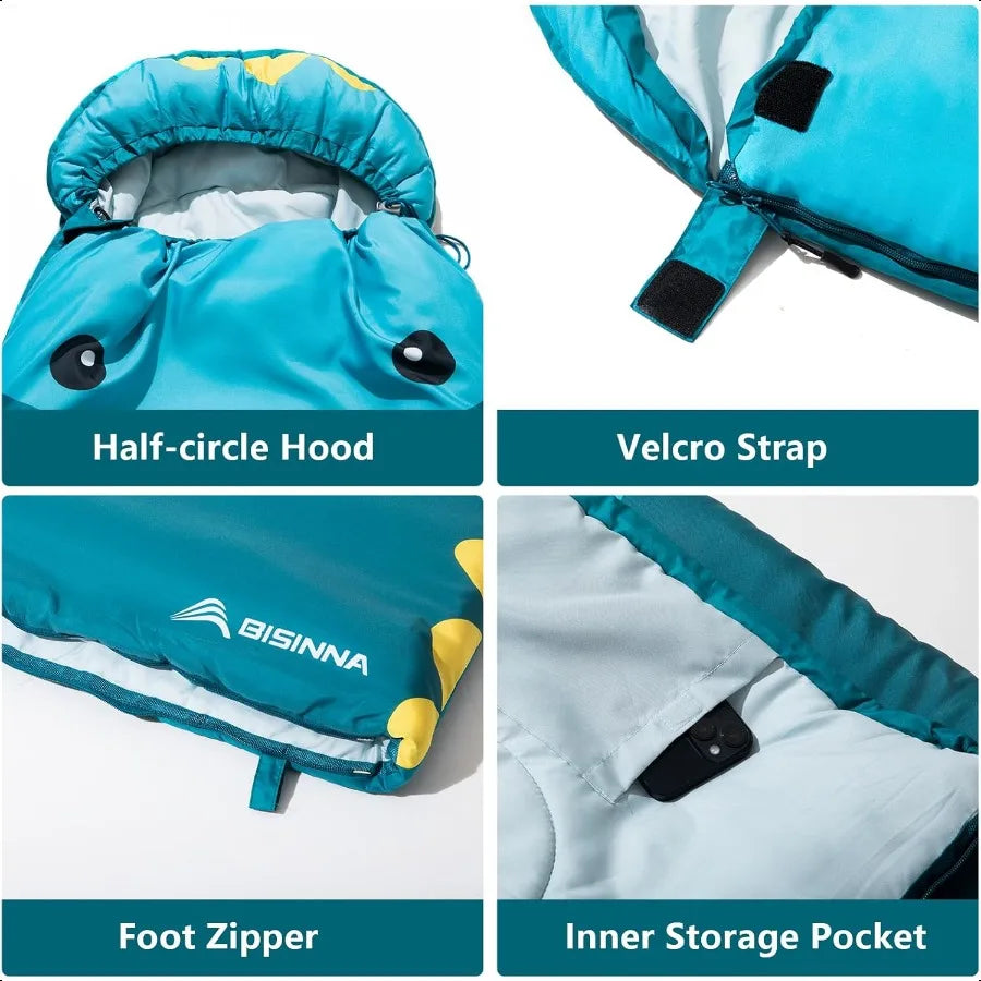 Sleeping Bag for Boys Girls with Pillow