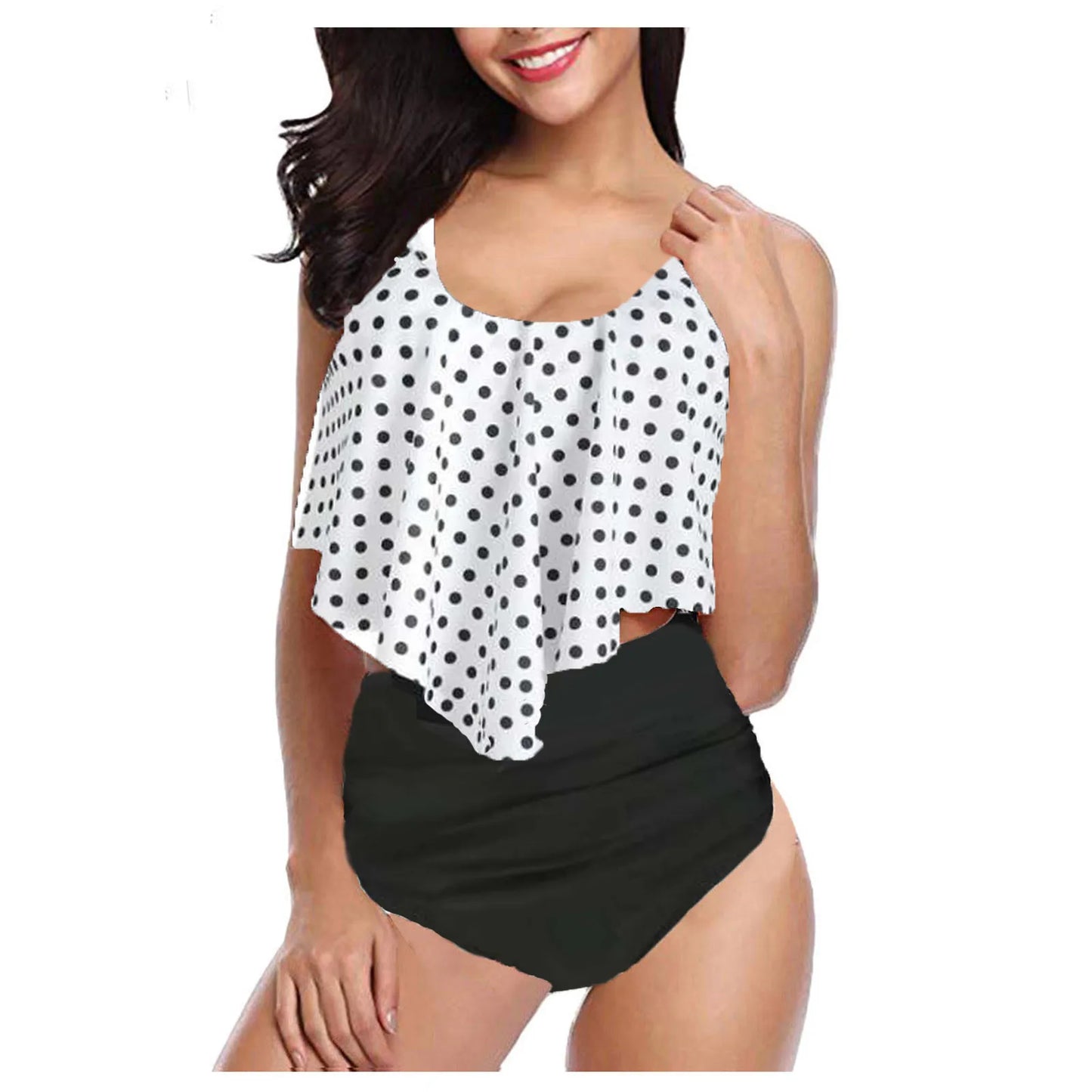 Two Piece Sets Swimwear Ruffles Women Suits Printed Beachwear High Waist Bikini Set Bottoms Push Up Swimsuits