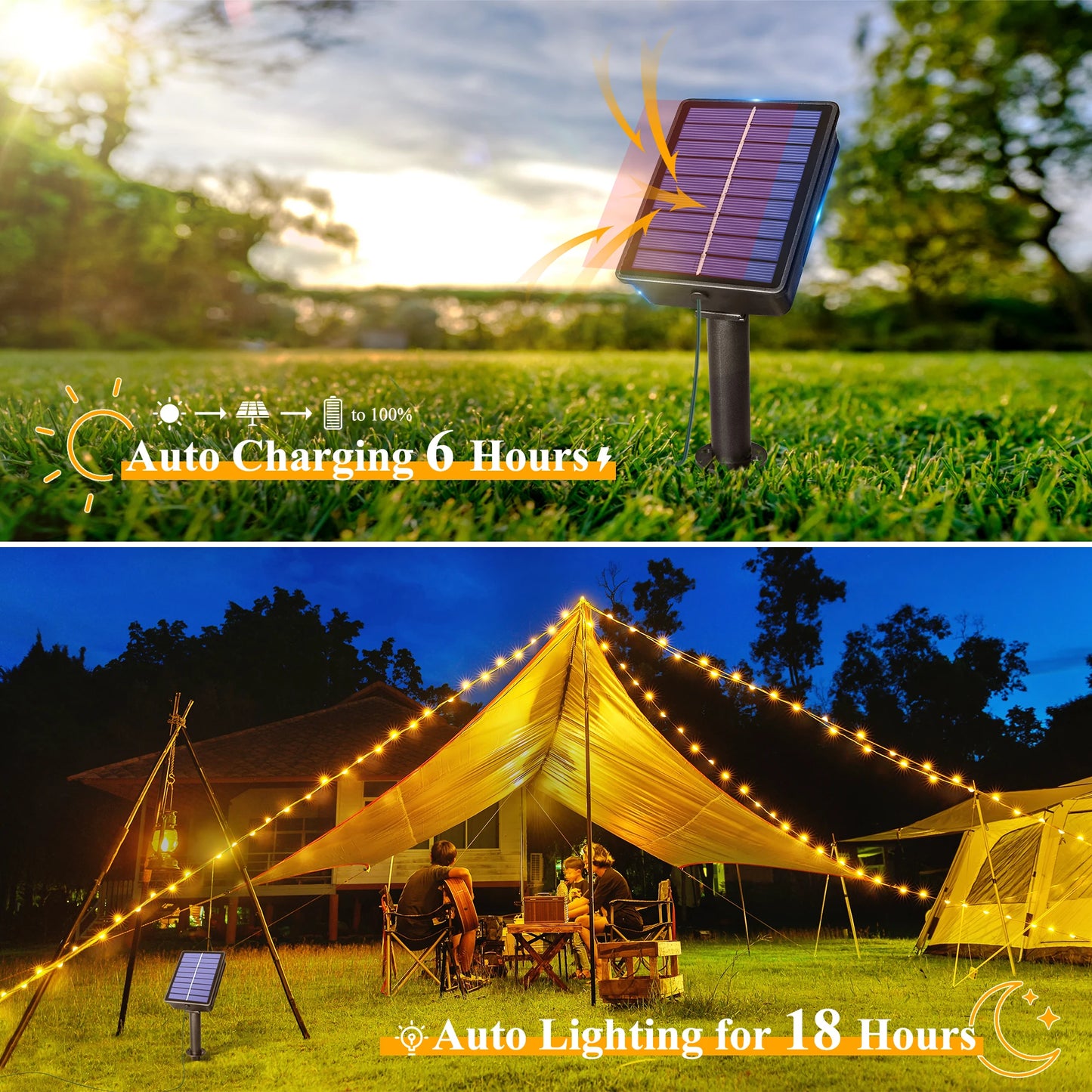 Solar String Lights Outdoor, 2 Pack Total 80FT 240LED Fairy Lights, 8 Modes, Waterproof for Yard, Garden, Room Decor