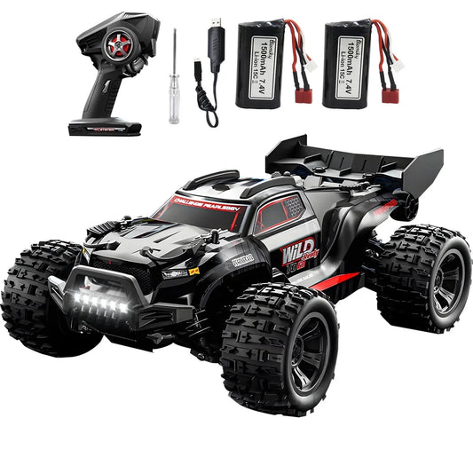 1/16RC Offroad Truck-Durable Beginner RC Car, High Speed 40 Km/h, Monster Truck with 2 Rechargeable 7.4V 1500 mAh Batteries