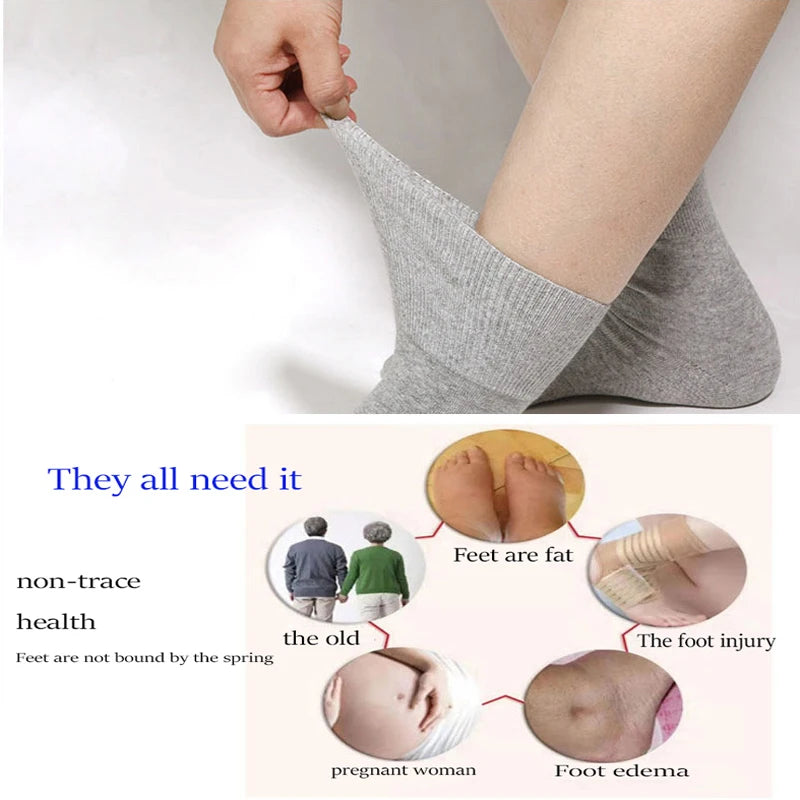 5Pairs Loose Mouth Socks, Diabetic to Aid Varicose Veins. Cotton Comfortable, extra wide for fat ankles