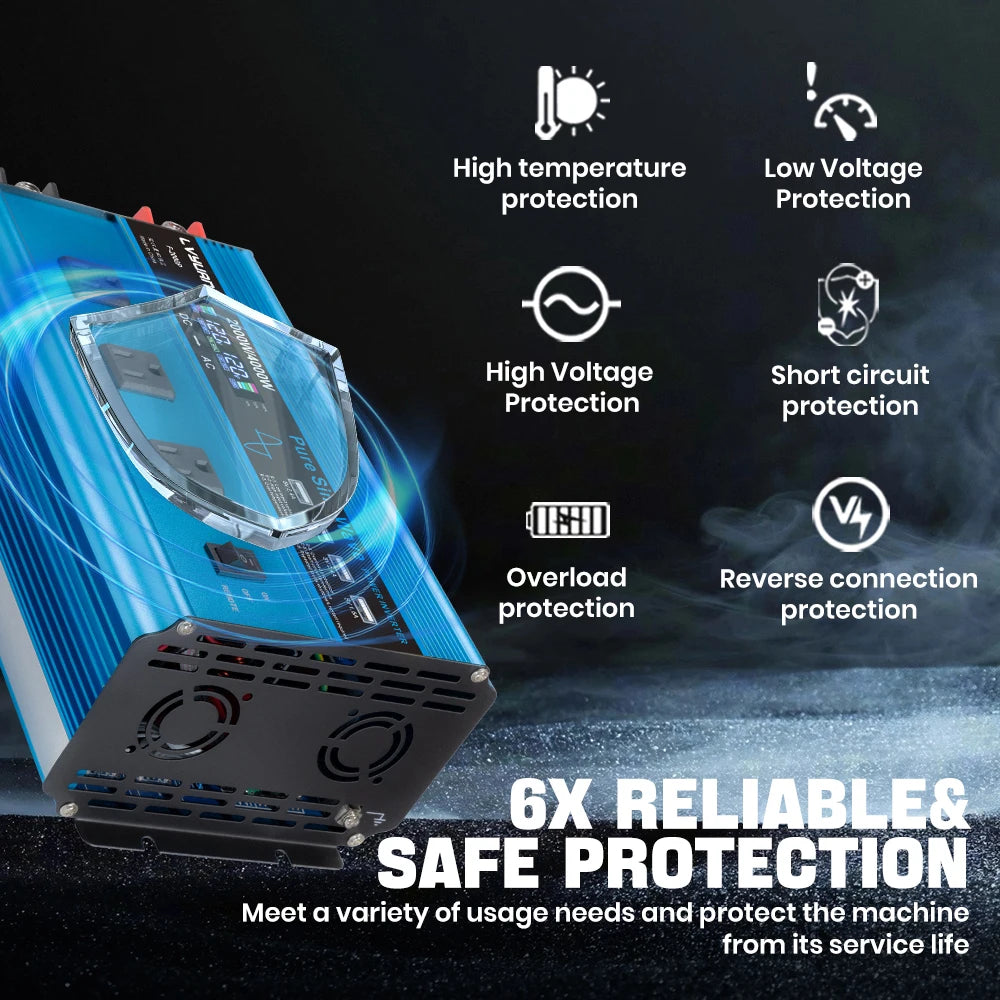 4000W Pure Sine Wave Inverter DC 12v/24v To AC 110v 60HZ Voltage Converter Car Solar Power Inverter