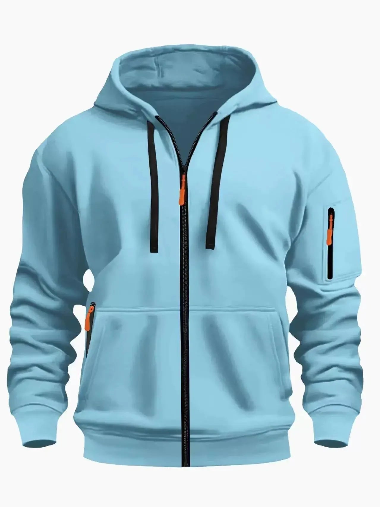 Men's, Women's zip-up hoodie with kangaroo pocket, solid color coat, autumn and winter style, sports casual, fleece-lined for warmth