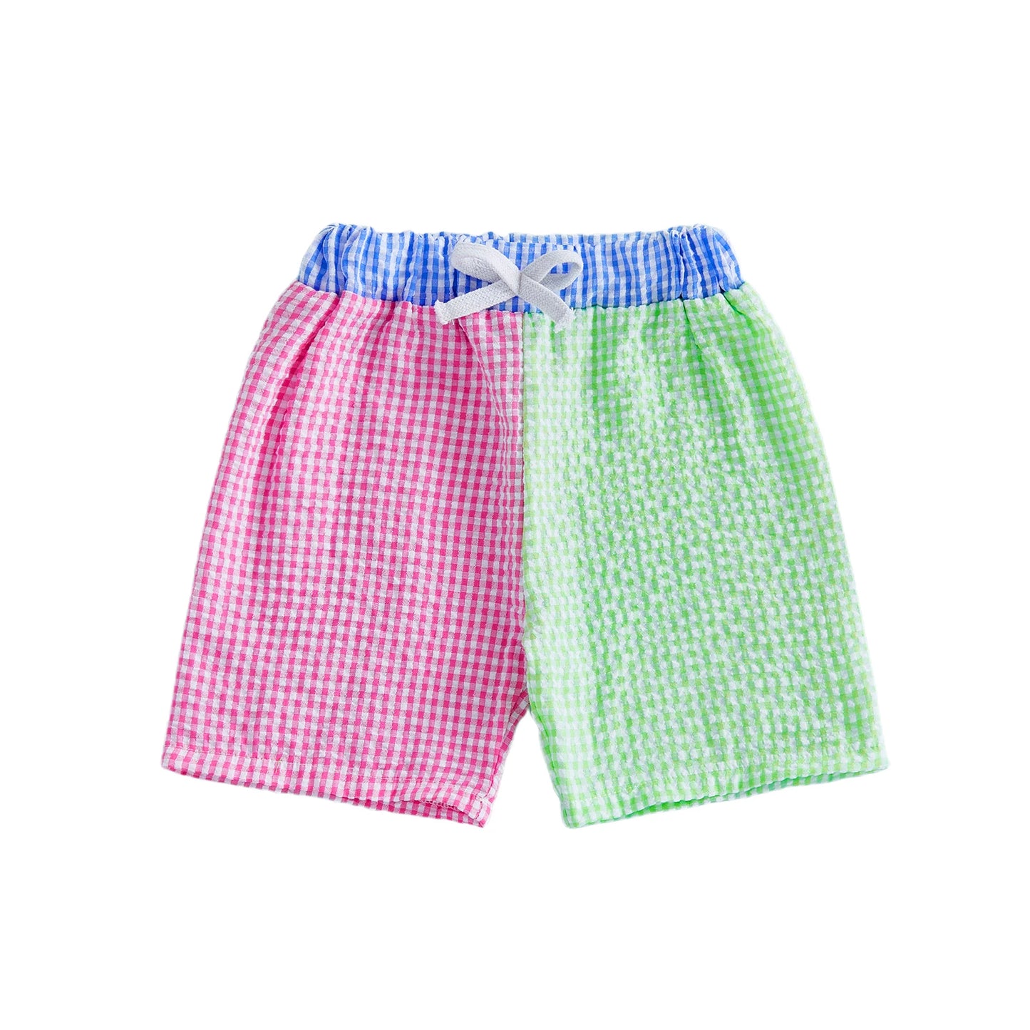 Boys Swim Trunks, Comfortable Elastic Waist Plaid and Stripes Design Swim Shorts