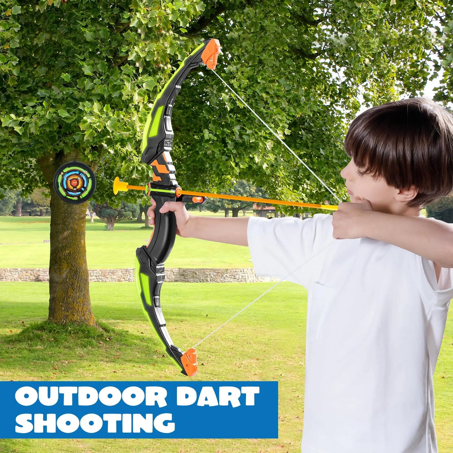 Kids Bow and Arrow Set with LED Flash Lights, Outdoor Archery Set. Toy with Suction Cup Arrows Great for Kids 6-12 Birthday Gift