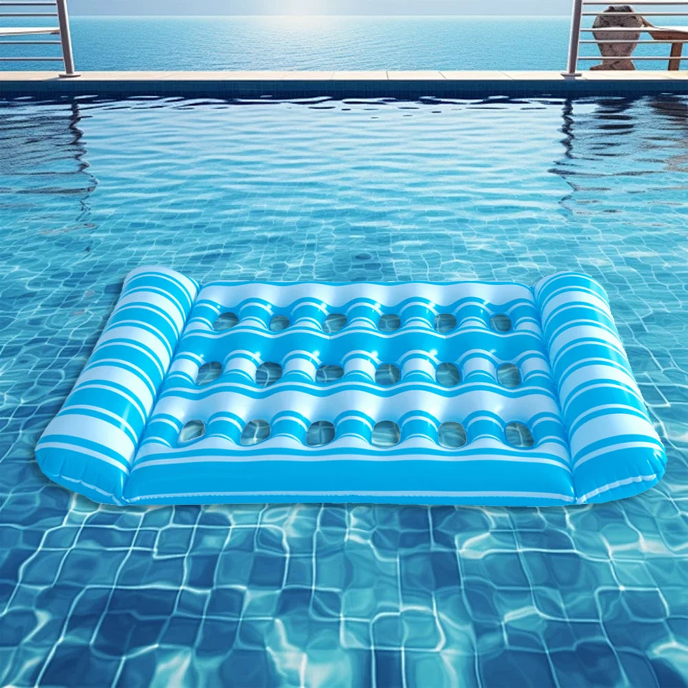 Inflatable Floating Swimming Mattress, PVC Hammock Recliner Chair, Foldable Floating Lounger