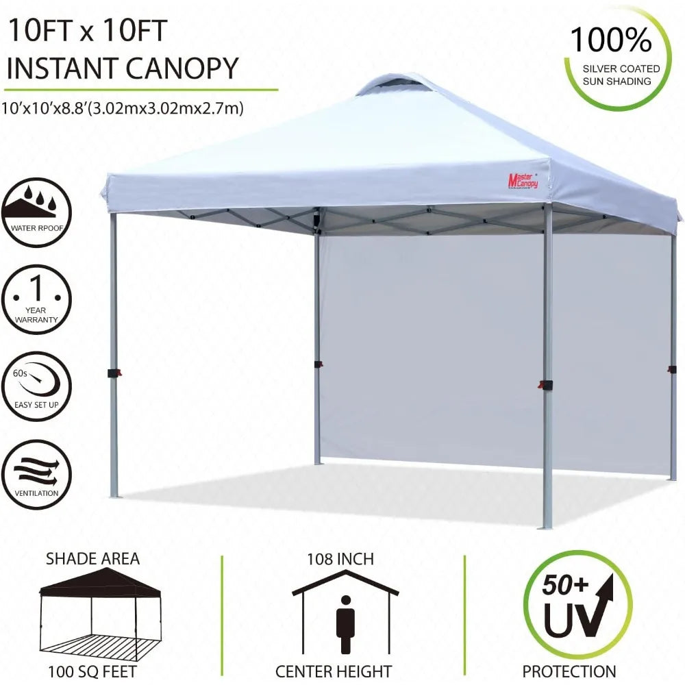 Durable Pop-up Canopy Tent with 1 Sidewall (10'x10',White)