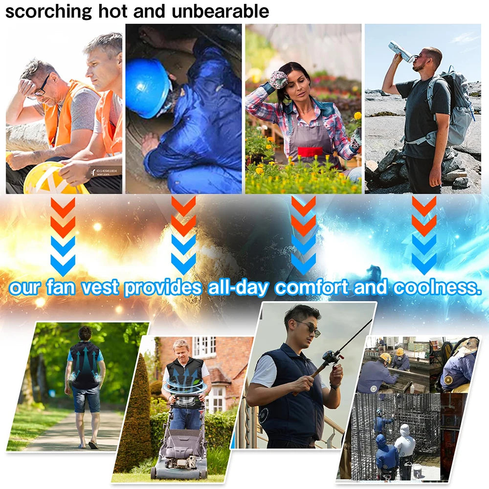 Cool Vest Wearable Cooling Fan Vest. Cooling 13 Hours for High Temperature Work, Fishing, Hiking