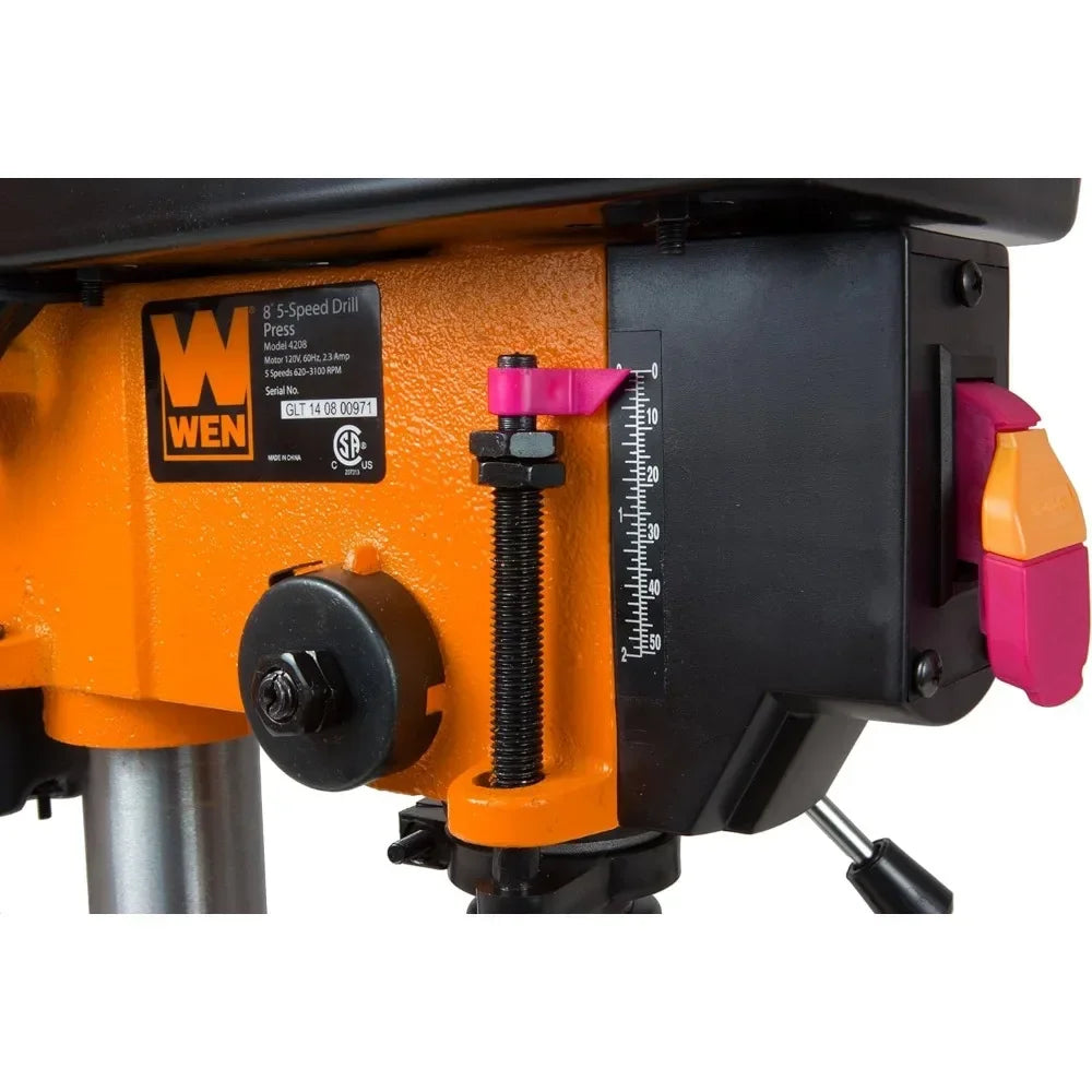 2.3-Amp 8-Inch 5-Speed Cast Iron Benchtop Drill Press, Black/Orange