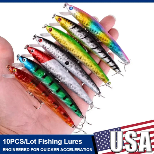 10pcs Fishing Lures, Minnow Floating Hard Bait