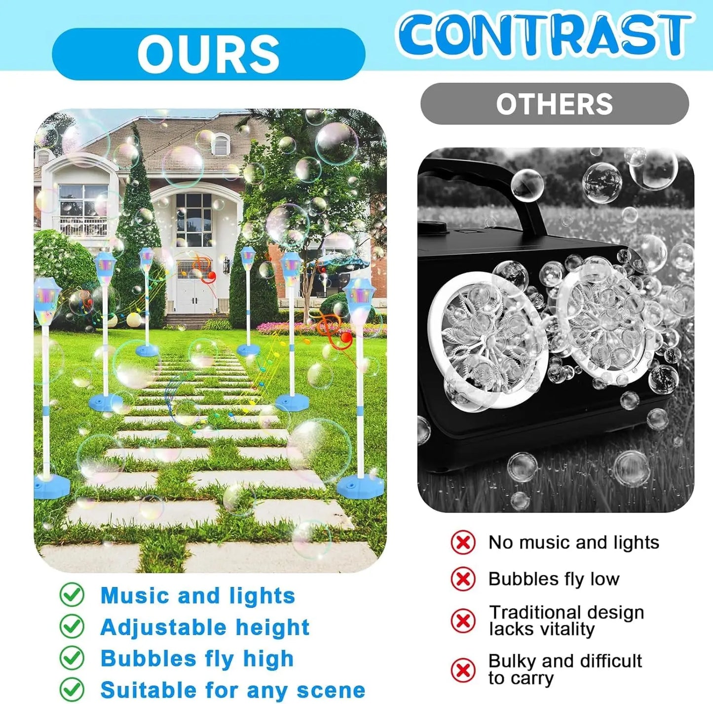 Adjustable Height Magical Bubble Torch Lamp Rechargeable Automatic Endless Bubble Fun for All