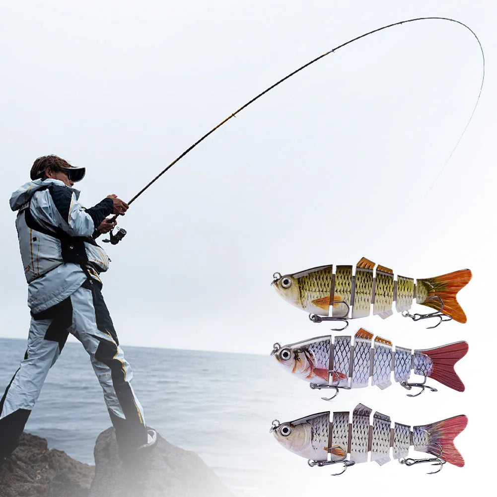 Robotic Fishing Lure with Treble Hooks Lifelike Slow Sinking Fish Bait Bionic Swimming