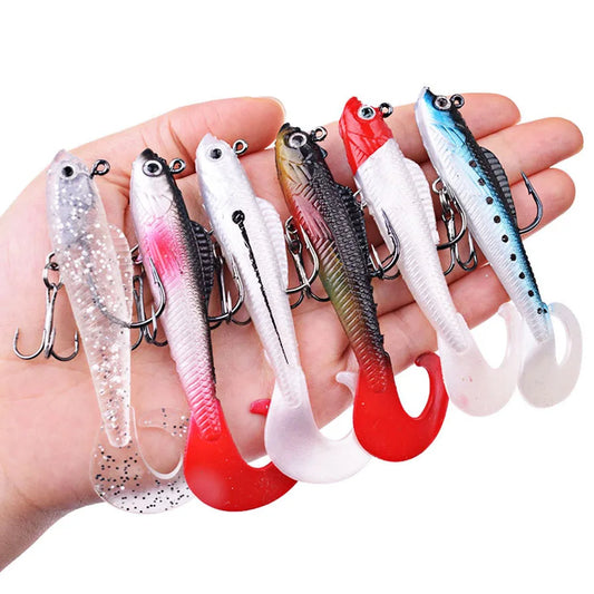 6PCS Artificial Fishing Tackle, Soft Silicone Swimbait